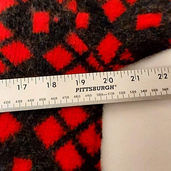 Gap Womans 100% Pure Wool Red & Black Sweater sz S Mock Neck Zip Up Vintage - Picture 8 of 10